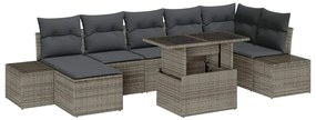 vidaXL Σετ Καναπέ Κήπου με αποθήκευση 8 pcs Γκρι Πολυ ράταν
