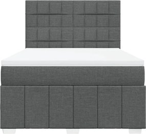 vidaXL Κρεβάτι Boxspring με Στρώμα Σκούρο Γκρι 140x200 εκ Υφασμάτινο