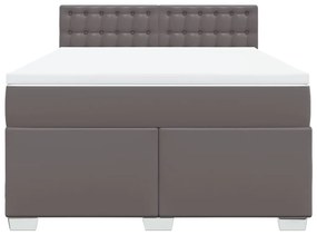 Κρεβάτι Boxspring με Στρώμα Γκρι 140x200εκ. από Συνθετικό Δέρμα - Γκρι