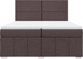 vidaXL Κρεβάτι Boxspring με Στρώμα Σκούρο Καφέ 200x200 εκ. Υφασμάτινο