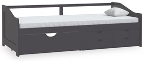 vidaXL Καναπές Κρεβάτι 3 Θέσεων με Συρτάρια Γκρι 90x200 εκ Μασίφ Πεύκο