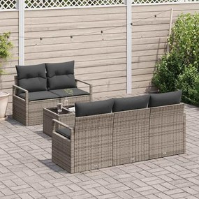 vidaXL Σετ Καναπέ με μαξιλάρι 6 pcs Γκρι συνθετικό ρατάν