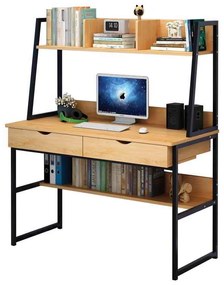 ΓΡΑΦΕΙΟ Η/Υ 2-Συρτ/2-Ράφια 100x48x74/138cm Μεταλ.Μαύρο/Φυσικό