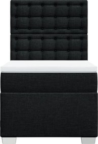 vidaXL Κρεβάτι Boxspring με Στρώμα Μαύρο 90x190 εκ.Υφασμάτινο
