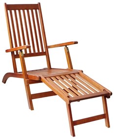 vidaXL Ξαπλώστρα Εξ. Χώρου με Υποπόδιο Μασίφ Ξύλο Ακακίας &amp; Μαξιλάρι