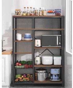 Ραφιέρα επιδαπέδια Leena pakoworld μέταλλο dark oak-μαύρο 80x30x142εκ
