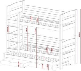 CEZAR 90x200 white bunk bed Lano Furniture