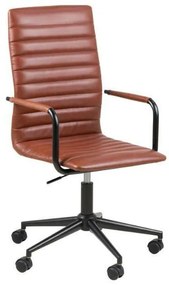 Καρέκλα γραφείου Oakland 167, Μαύρο, Καφέ, 103x45x58cm, 10 kg, Με ρόδες, Με μπράτσα, Μηχανισμός καρέκλας: Economic | Epipla1.gr