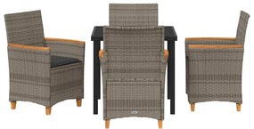 vidaXL Σέτ φαγητού για κήπο 5 pcs Γκρι συνθετικό ρατάν