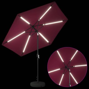 vidaXL Ομπρέλα Κήπου με LED Φώτα και Βάση 270 x 270 εκ Πολυεστέρας
