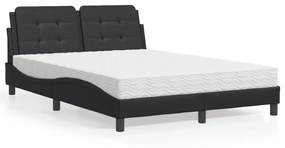 Κρεβάτι με Στρώμα Μαύρο 120 x 200 εκ. Συνθετικό Δέρμα