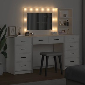 vidaXL Τραπέζι περιποίησης με συρτάρι 3 pcs Λευκό Επεξεργασμένο ξύλο