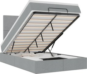 vidaXL Οθωμανικό κρεβάτι με στρώμα &amp; LEDs Ανοιχτό γκρι Ύφασμα