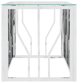 vidaXL Τραπέζι Σαλονιού 110x45x45 εκ. από Ανοξ. Ατσάλι και Γυαλί