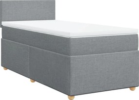 vidaXL Κρεβάτι Boxspring με Στρώμα Ανοιχτό Γκρι 90x200 εκ. Υφασμάτινο