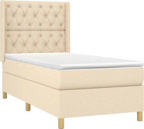 vidaXL Κρεβάτι Boxspring με Στρώμα &amp; LED Κρεμ 80x200 εκ. Υφασμάτινο