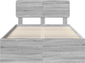 vidaXL Σκελετός Κρεβατιού Γκρι Sonoma 135 x 190 cm
