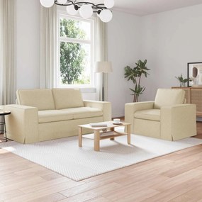 vidaXL Σετ Καναπέ 2 pcs Κρεμ 182 x 80 x 82 εκ ύφασμα