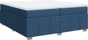 vidaXL Κρεβάτι Boxspring με Στρώμα Μπλε 200x200 εκ. Υφασμάτινο