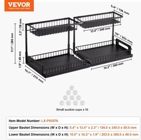 VEVOR 2-Tier Wire Pull Out Cabinet Under Sink Basket Organizer 10.7"x14.2" 2PCS