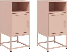 vidaXL Κομοδίνα 2 τεμ. Ροζ 36x39x78 εκ. από Χάλυβα