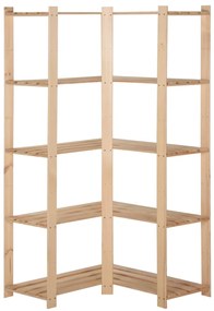 vidaXL Γωνιακή Ραφιέρα 5 Επιπέδων 82,5x82,5 x170 εκ. Μασίφ Ξύλο Πεύκου