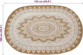 vidaXL Χαλιά χώρου Floral Φυσικό με Λευκή Εκτύπωση 100 x 152 εκ.