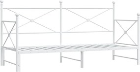 vidaXL Κρεβάτι ημέρας με καρότσα χωρίς στρώμα Λευκό 80x200 cm Ατσάλι