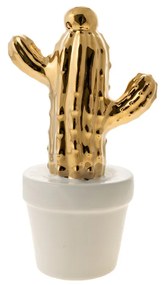 Διακοσμητικός Κεραμικός Κάκτος Χρυσός σε άσπρη Γλάστρα 12,7cm  Zen Collection 48233