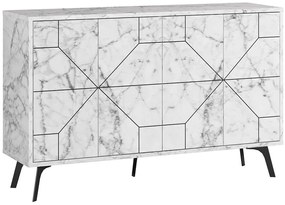 Μπουφές Dune 855DTE4219 123x35x62,4cm Marble Effect White Μοριοσανίδα, Μελαμίνη