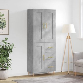 vidaXL Ντουλάπι Γκρι Σκυροδέματος 69,5x34x180 εκ. Επεξεργασμένο Ξύλο