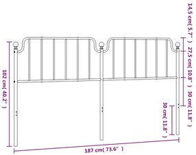 vidaXL Κεφαλάρι Λευκό 180 εκ. Μεταλλικό