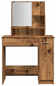 Κομοδίνο με καθρέφτη Παλιό ξύλο 86,5x35x136 cm - Καφέ