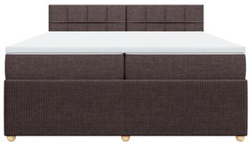 Κρεβάτι Boxspring με Στρώμα Σκούρο Καφέ 200x200 εκ. Υφασμάτινο - Καφέ