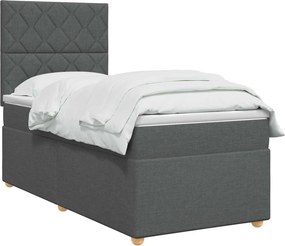 vidaXL Κρεβάτι box spring με στρώμα Σκούρο Γκρι 90 x 190 cm Ύφασμα
