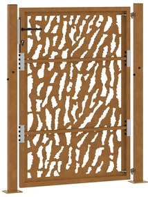 Πύλη κήπου 105x130 cm από διαβρωμένο χάλυβα με σχεδιασμό ίχνους - Καφέ