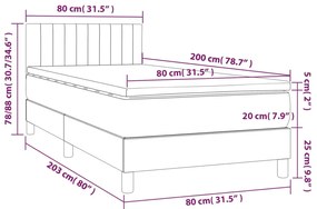 vidaXL Κρεβάτι Boxspring με Στρώμα Σκούρο Γκρι 80x200 εκ. Υφασμάτινο