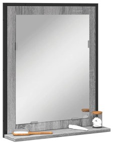 vidaXL Καθρέφτης Μπάνιου με Ράφι Γκρι Sonoma 50x12x60 εκ. Επεξ. Ξύλο
