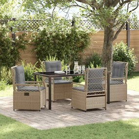 vidaXL Σέτ φαγητού για κήπο 5 pcs Μπεζ συνθετικό ρατάν