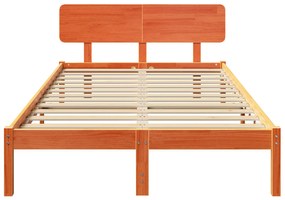 vidaXL Κρεβάτι με Κεφαλάρι Καφέ 140x190 εκ. Μασίφ Ξύλο Πεύκου