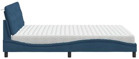 vidaXL Κρεβάτι με Στρώμα Μπλε 160x200 εκ. Υφασμάτινο