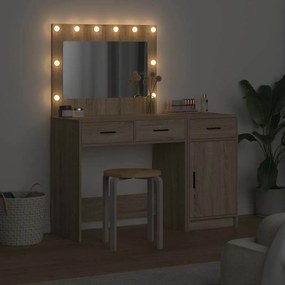 vidaXL Τραπέζι περιποίησης με συρτάρι 2 pcs Καφέ Επεξεργασμένο ξύλο