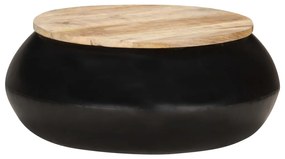 Τραπεζάκι Σαλονιού Μαύρο 68 x 68 x 30 εκ. από Μασίφ Ξύλο Μάνγκο - Καφέ