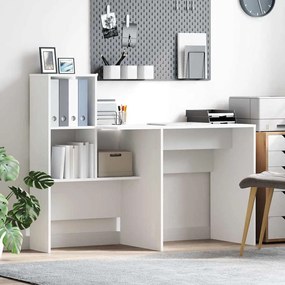 vidaXL Γραφείο με ράφι Λευκό 131.5 x 50 x 106.5 εκ. Επεξεργασμένο ξύλο