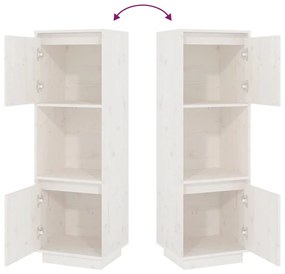 vidaXL Ντουλάπι Ψηλό Λευκό 38 x 35 x 117 εκ. από Μασίφ Ξύλο Πεύκου