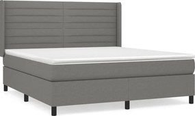 vidaXL Κρεβάτι Boxspring με Στρώμα Σκούρο Γκρι 180x200 εκ Υφασμάτιν