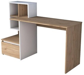 Work desk-shelf unit Boaz walnut-white 146x50x100.5cm 146x60x100.5 εκ.