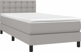 vidaXL Κρεβάτι Boxspring με Στρώμα &amp; LED Αν.Γκρι 100x200 εκ Υφασμάτινο