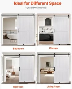 VEVOR Sliding Barn Door with Hardware Kit 1219 x 2134mm MDF Panel PVC Surface