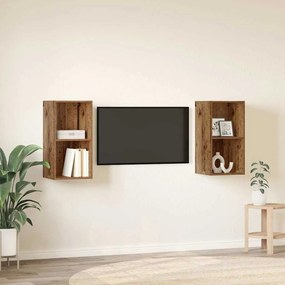 vidaXL Τηλεοπτική Κάβα Τοίχου 2 pcs Παλιό ξύλο 37 x 37 x 72 εκ